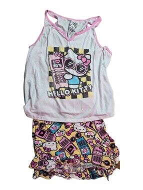 Hello Kitty Pajama Set White Tank with Pink Trim and Pink Accent Shorts 2XL